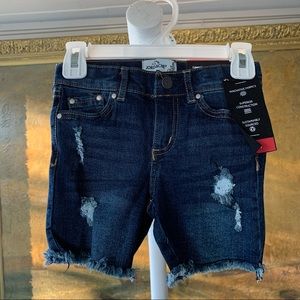 Jordache Girls Midi Distressed Jean Shorts Dark Wash Denim Size 6